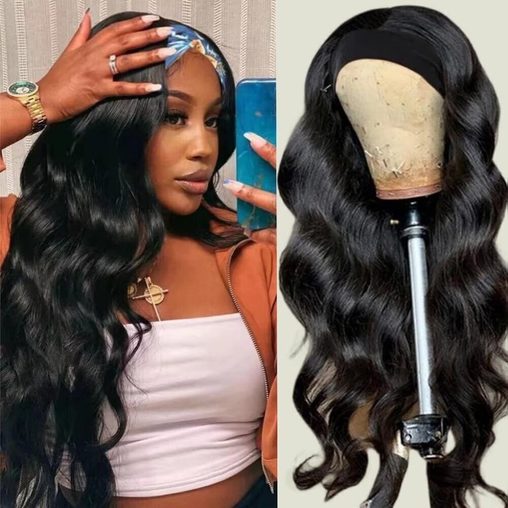 Headband Wig Human Hair Body Wave 18 Birth 150% Density Natural Color